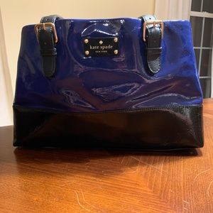 Kate Spade Black And Blue Patent Leather Tote
